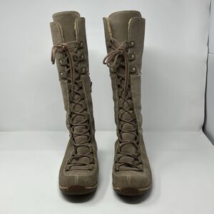 Timberland Women’s Lace Up Tall Leather Boots 61356 Brown 8M Shearling Lined